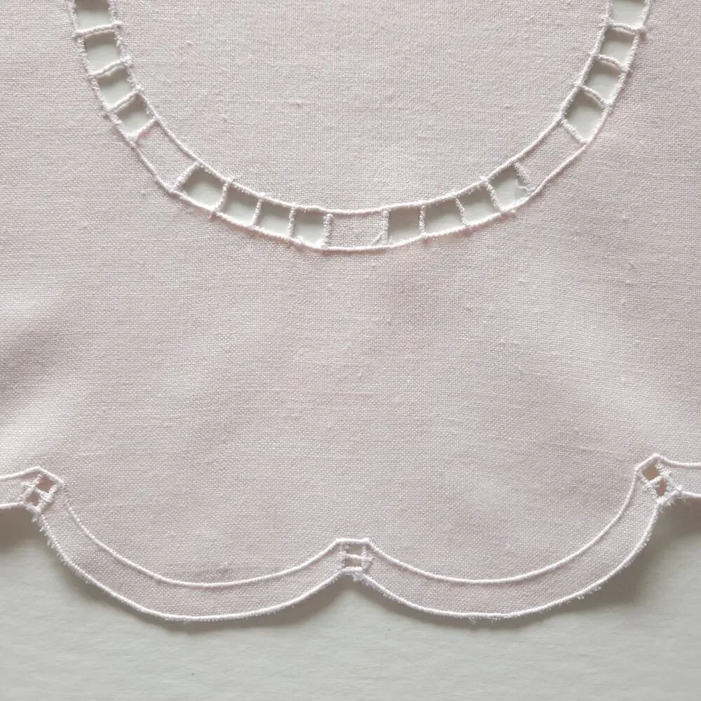 VTG Doilies Placemat Pink Round Cutwork Cotton Blend Shabby Valentine's 15